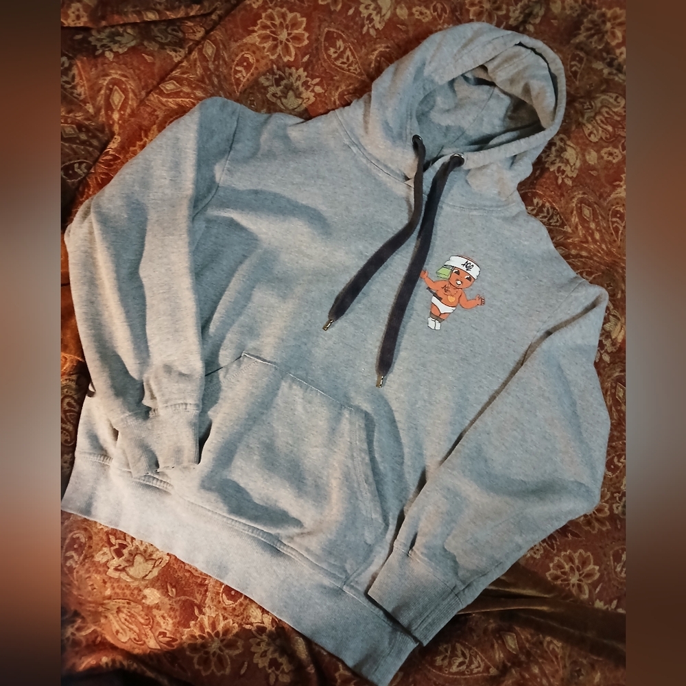 Gray Graphic Hoodie W Thug-baby, By Spreadshirt,‎ Premium Men Sz.S